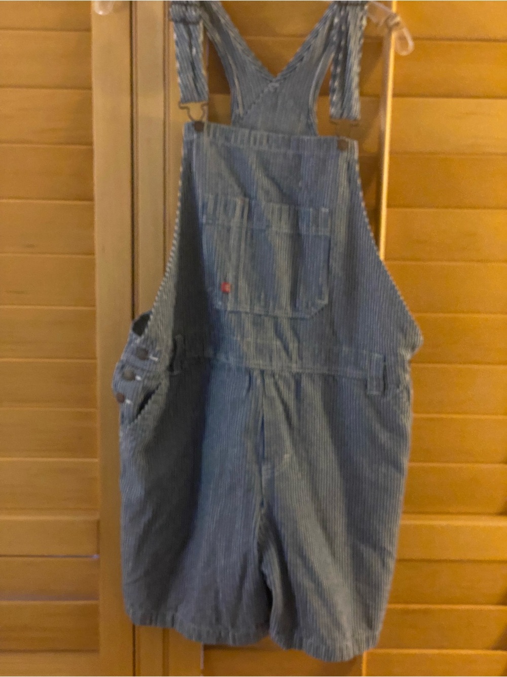 Women Dickies Hickory Stripe Denim Short Overalls Railroad XL